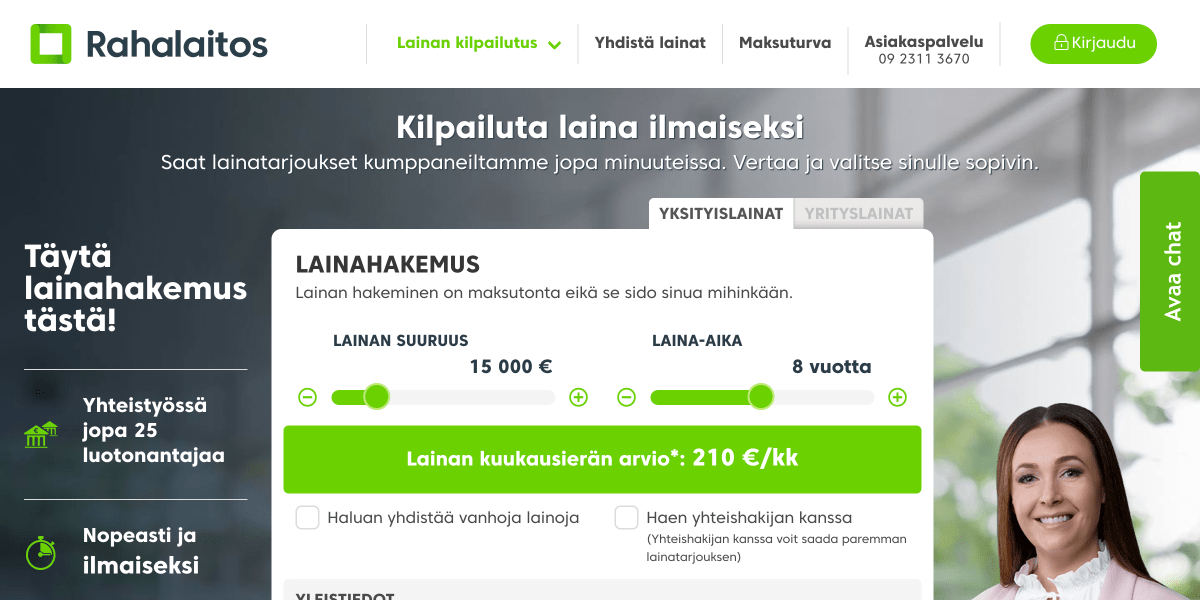 Rahalaitos kilpailuttaa jopa 70000 € lainat- Simplia